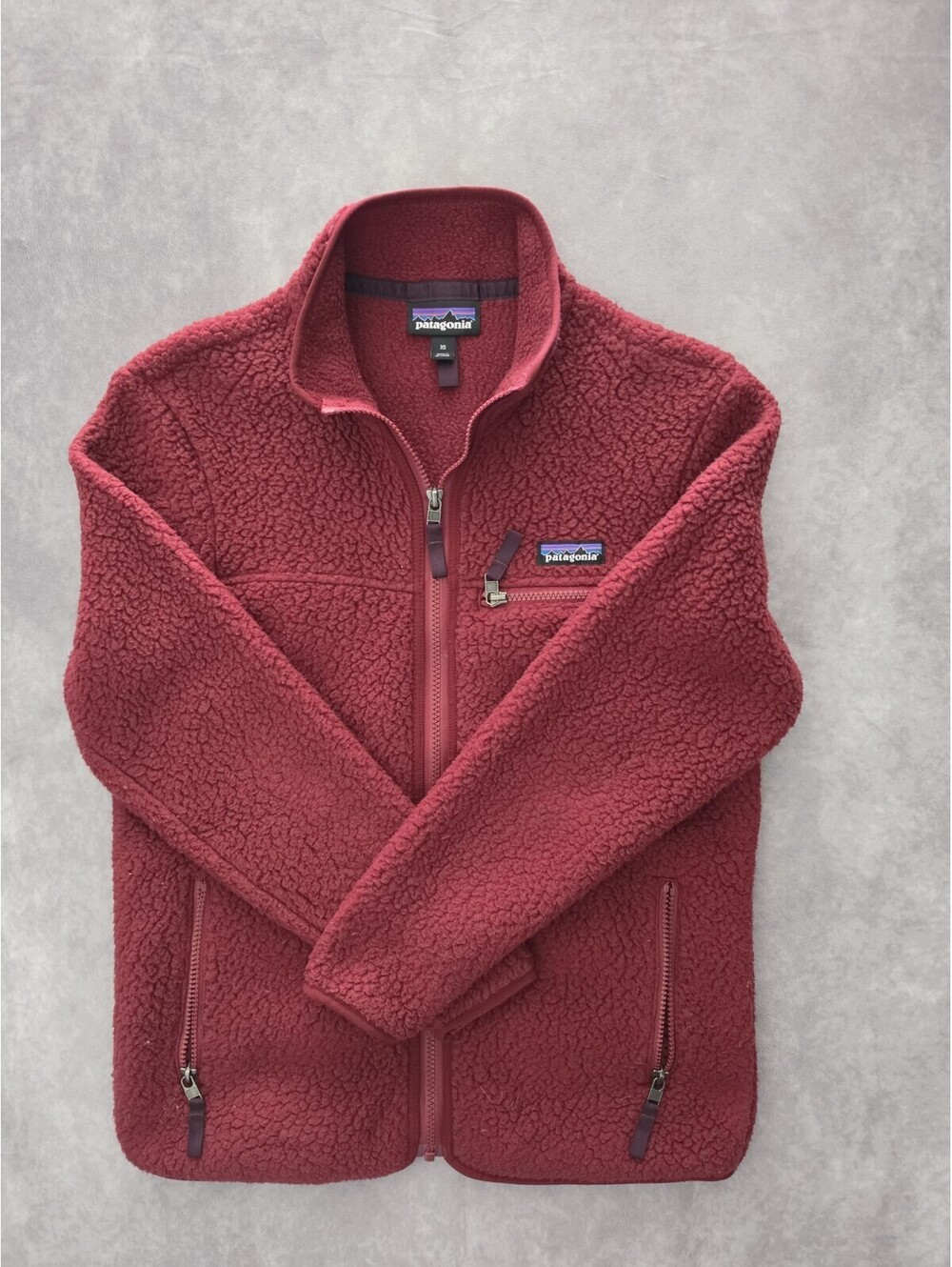 SKU0335 Patagonia Retro Pile Fleece Jacket Women's XS Red Full Zip Sherpa Cozy